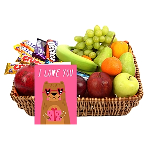 Valentine Crunchy Bar Fruit Basket